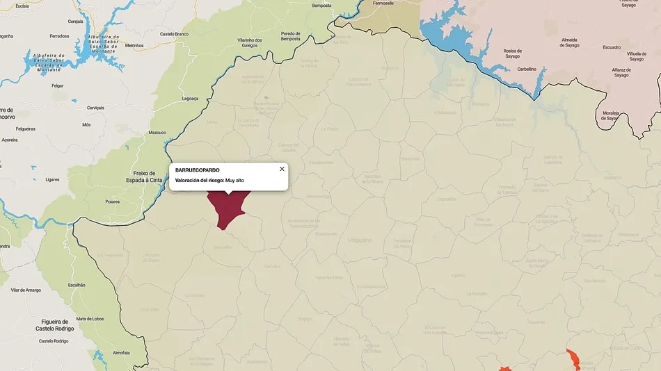 Mapa de índice de riesgo por municipios sobre casos diagnosticados en los últimos siete días / FUENTE: JCYL