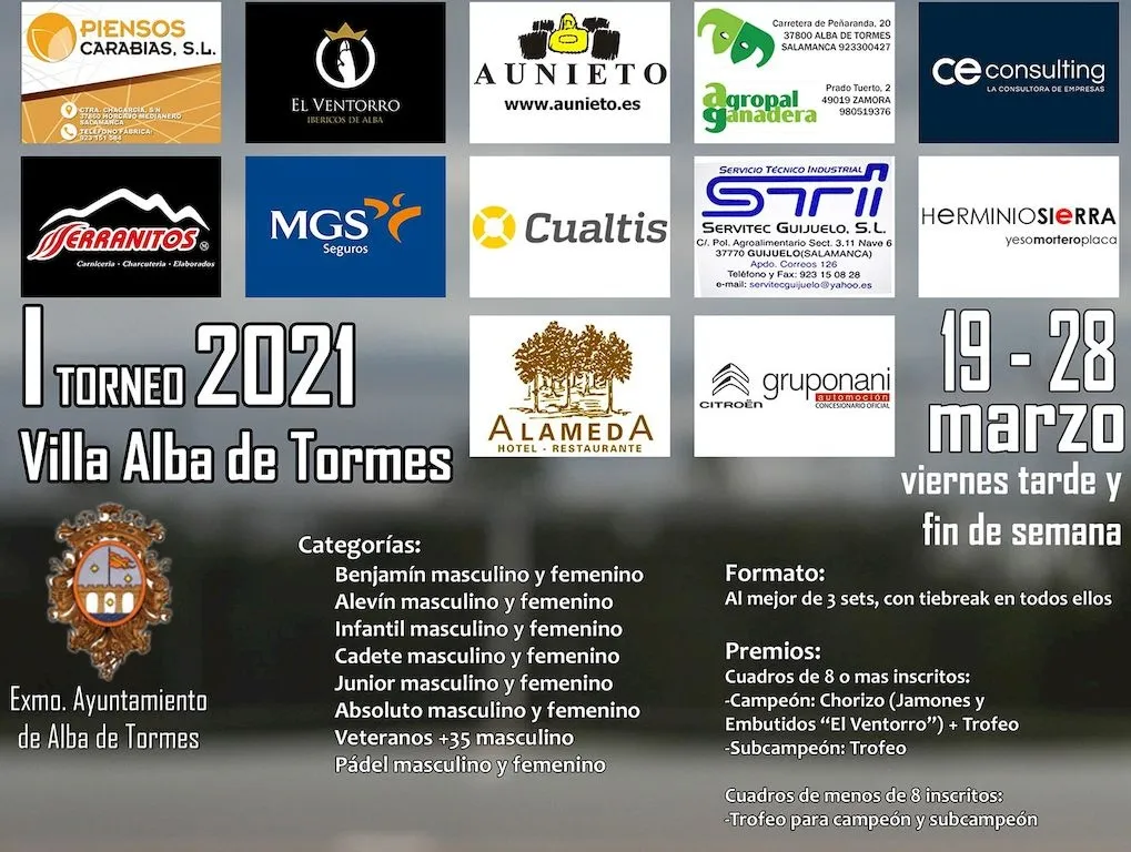 Cartel del I Torneo de Tenis y Pádel Villa Alba de Tormes