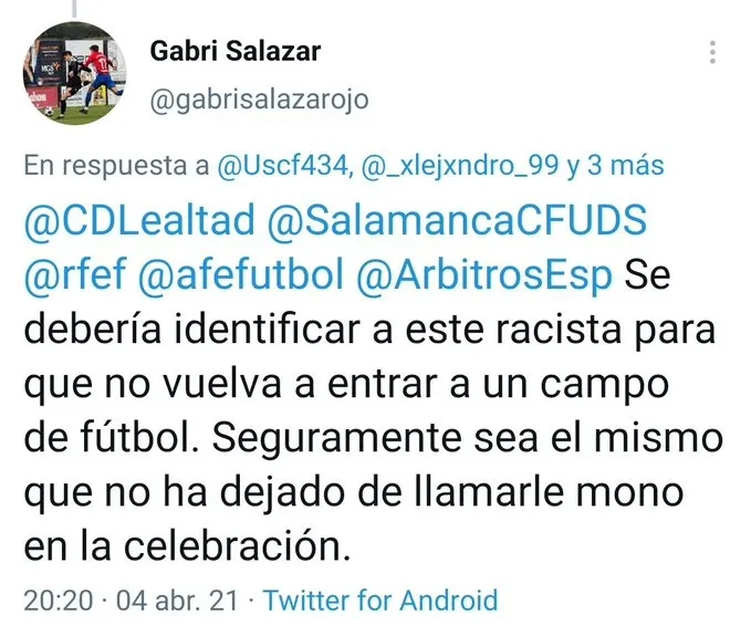 Foto 2 - Gabri Salazar denuncia insultos racistas de &ldquo;mono&rdquo; a Maissa Fall de parte de la afici&oacute;n del...