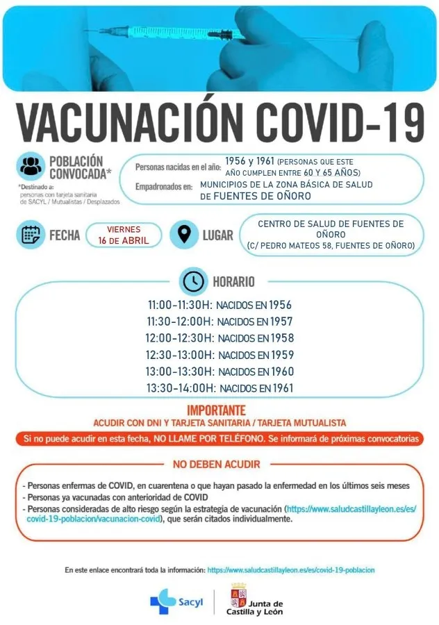 Foto 2 - La vacunaci&oacute;n masiva contin&uacute;a en La Alberca, Pe&ntilde;aranda, Fuentes de O&ntilde;oro, Tamames y Vitigudino
