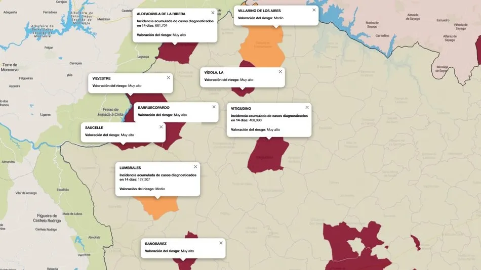 Este miércoles se incorporaba Villarino con un positivo y Vitigudino sumaba diez casos / FUENTE: JCyL