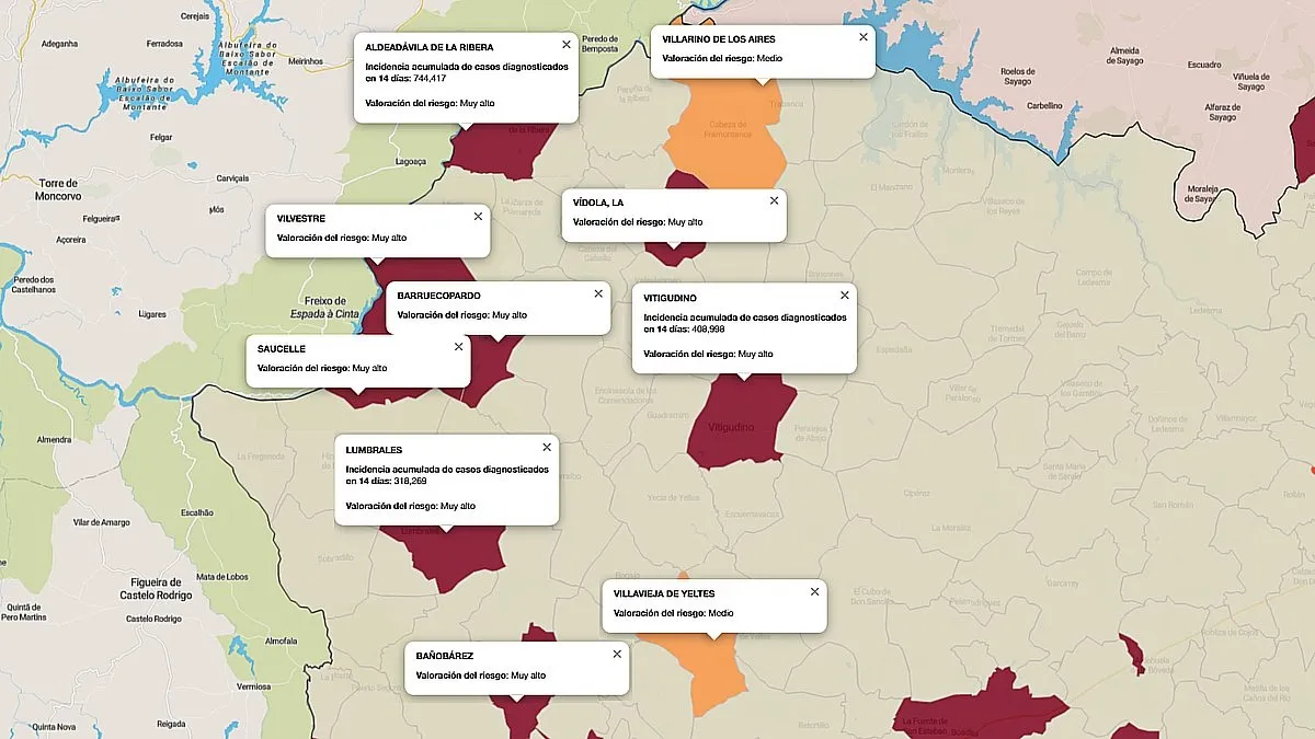 Este jueves se incorporaba Villavieja al mapa municipal de incidencia de riesgo / FUENTE: JCyL