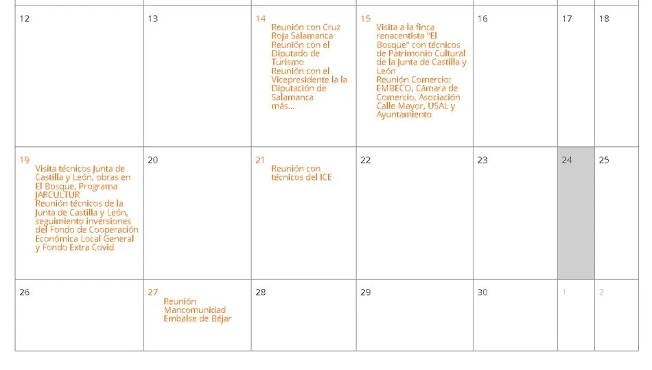 Agenda de la Alcaldesa de Béjar