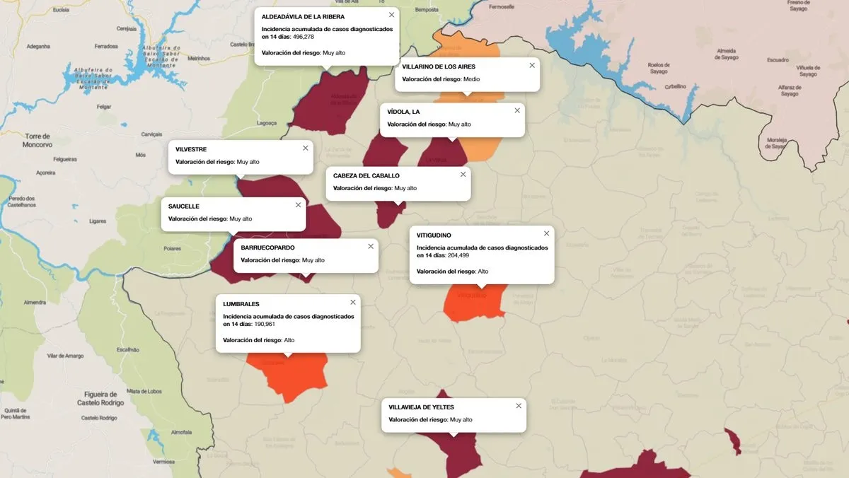Mapa de incidencia de riesgo de los últimos 14 días / FUENTE: JCYL