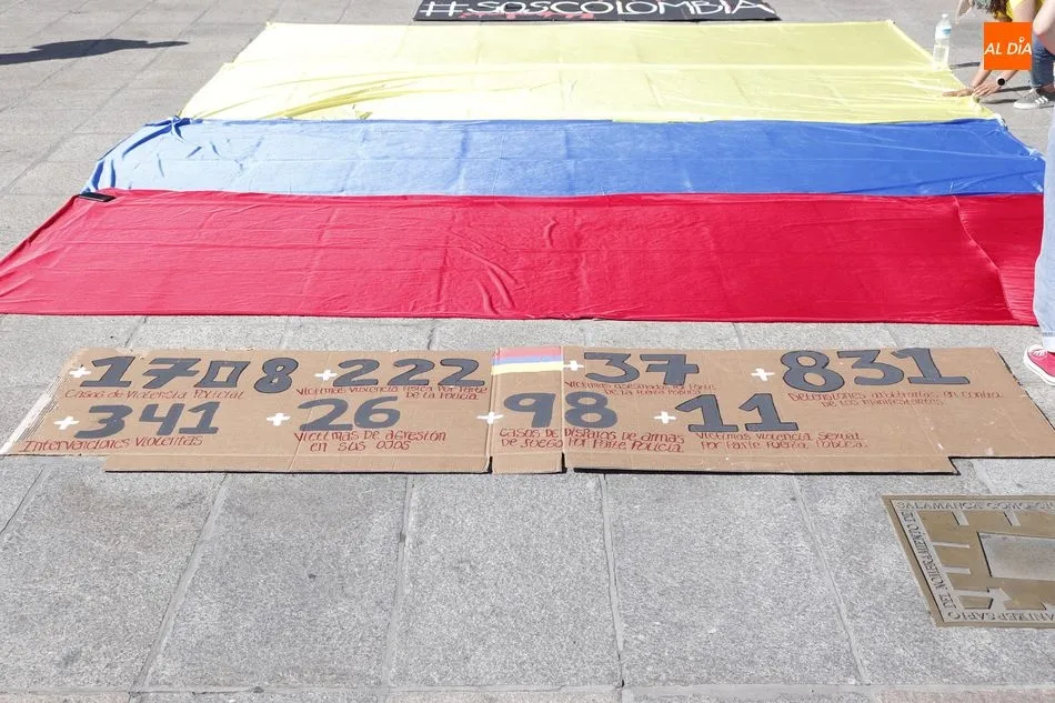 Foto 3 - Concentraci&oacute;n en Salamanca para denunciar los abusos a los Derechos Humanos en Colombia