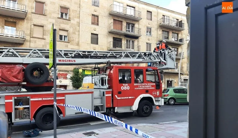 Camión de Bomberos desplazado para esta intervención en el paseo de Canalejas
