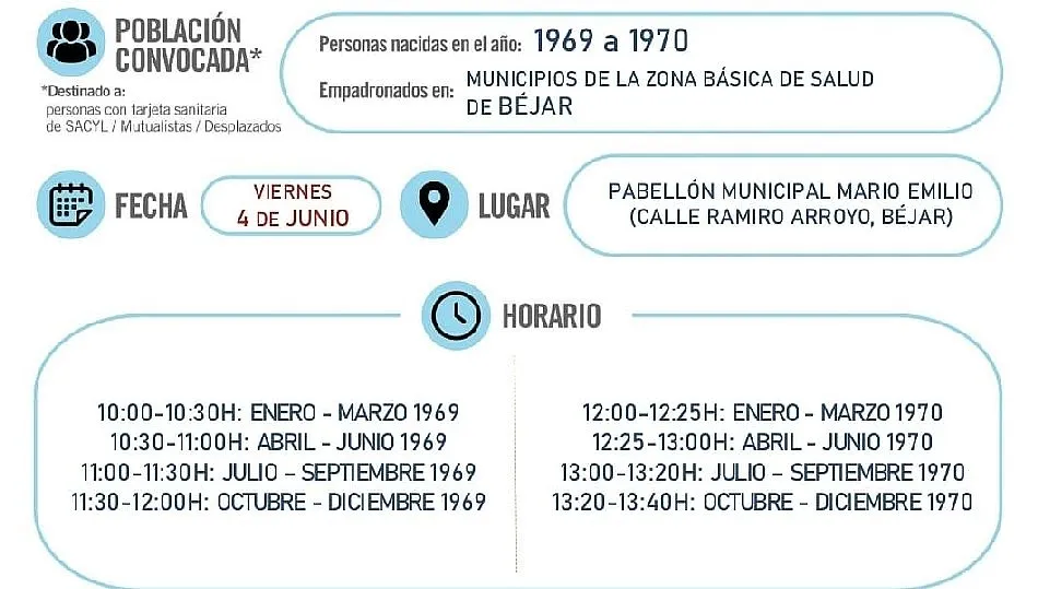 Horario de vacunaciones el próximo viernes