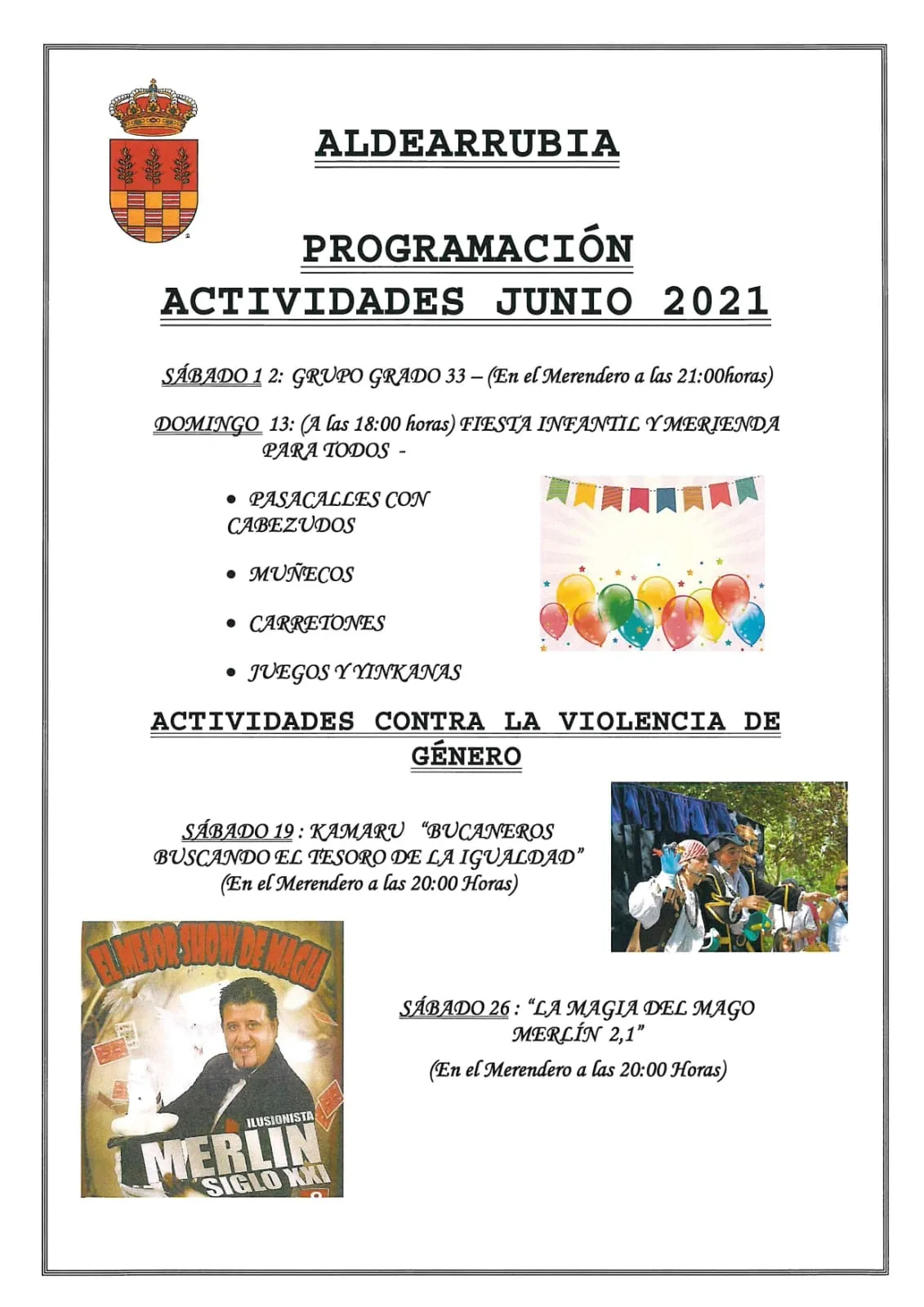 Propuestas culturales en Aldearrubia a cargo del Ayuntamiento       