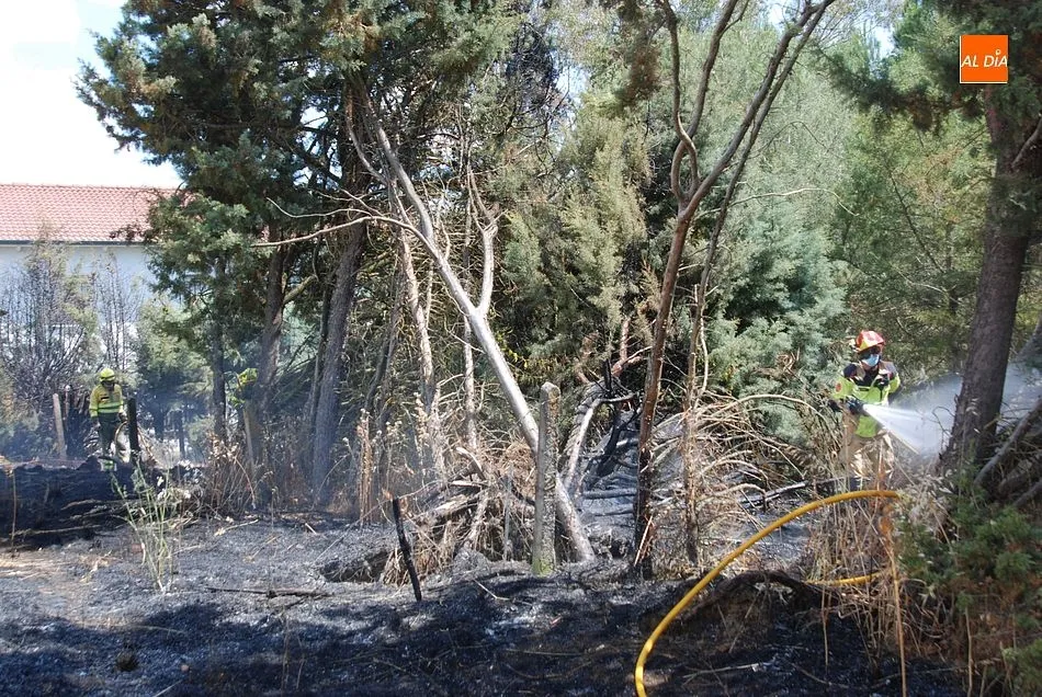 Foto 3 - Las llamas se quedan a s&oacute;lo dos metros de una vivienda en un incendio en las Huertas de Santa Cruz ...