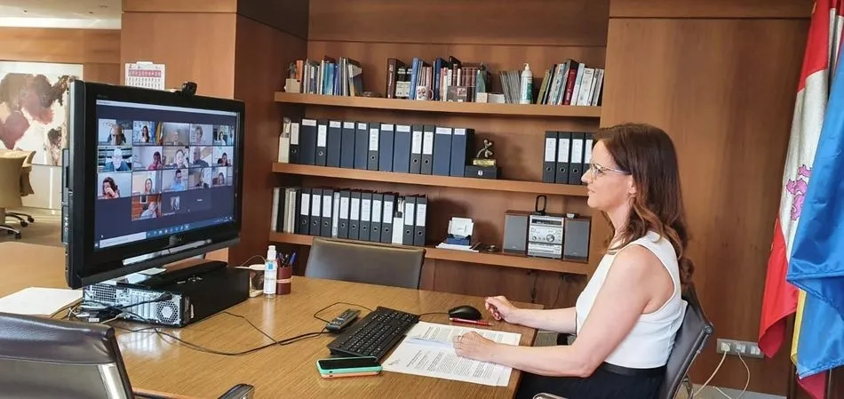 La consejera, durante la reunión del Consejo Castellano y Leonés de Comercio. - JUNTA DE CYL.