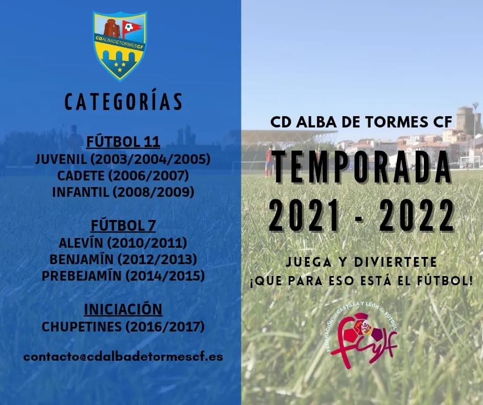 Abierto el período de inscripciones para formar parte del Alba de Tormes Club de Fútbol la...