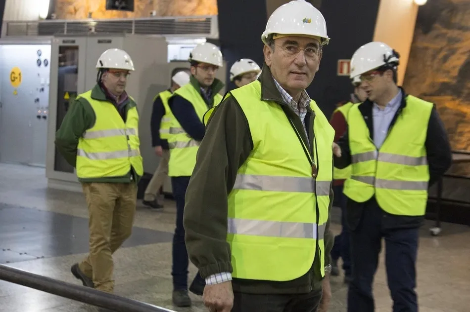 El presidente de Iberdrola, Ignacio Galán, en la central hidroeléctrica Aldeadávila
