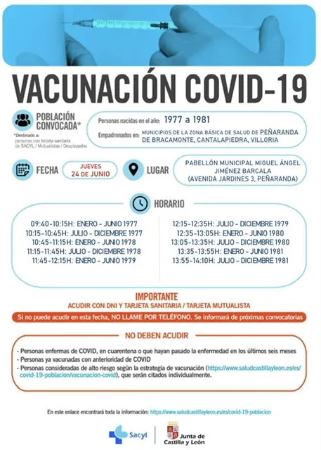 Foto 2 - La vacunaci&oacute;n cita en Pe&ntilde;aranda a los nacidos de 1977 a 1981 el pr&oacute;ximo jueves 24 de junio