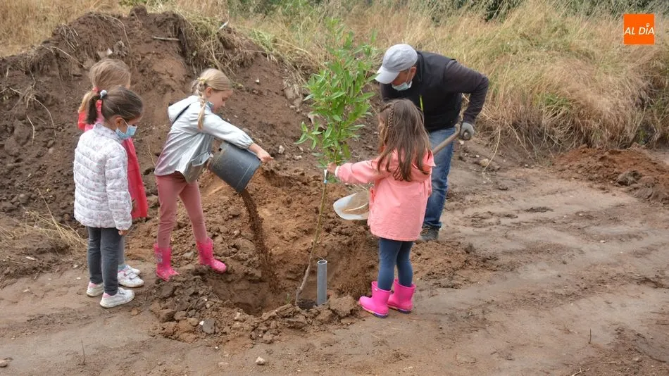 Foto 11 - Los ni&ntilde;os de Lumbrales plantan m&aacute;s de 40 &aacute;rboles en el nuevo Paseo de los Frutales