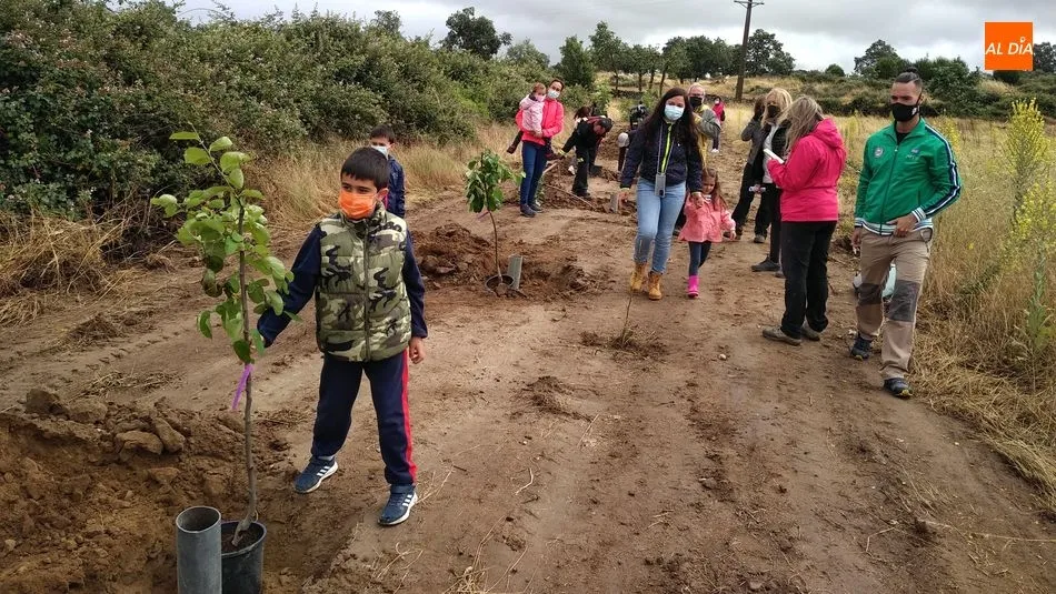 Foto 6 - Los ni&ntilde;os de Lumbrales plantan m&aacute;s de 40 &aacute;rboles en el nuevo Paseo de los Frutales