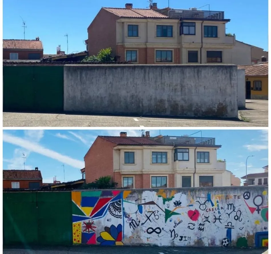 Foto 3 - La creatividad de un grupo de j&oacute;venes decora una pared en Villares de la Reina