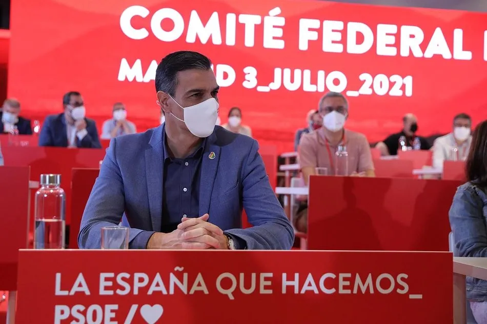 El presidente del Gobierno, Pedro Sánchez, durante una reunión de los componentes del Comité Federal del PSOE, a 3 de julio de 2021, en Madrid, (España). - Isabel Infantes - Europa Press