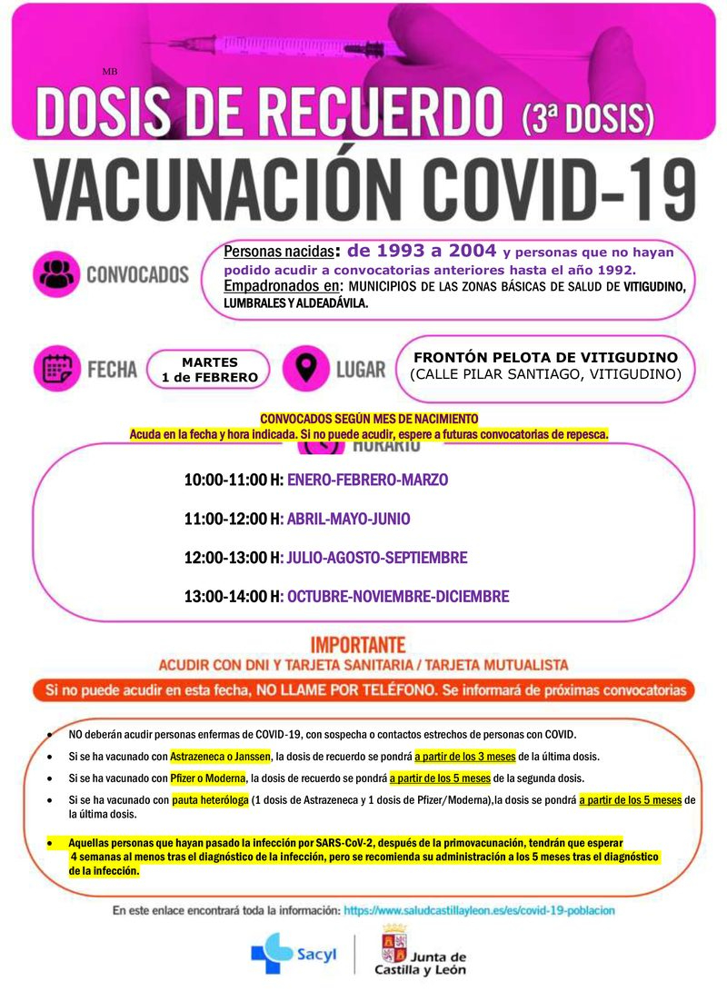 El martes 1 de febero, nueva jornada de vacunación en Vitigudino / CORRAL