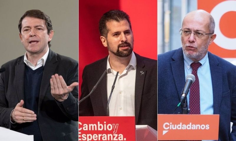 Tudanca, Mañueco e Igea, este lunes en un atípico debate por la participación telemática del candidato de Cs