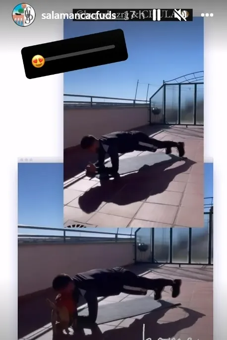 Foto 4 - Los 'otros entrenamientos' del Salamanca UDS: en casa, con Huerta, en la terraza...