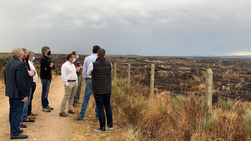 Visita del delegado territorial de la Junta, Eloy Ruiz, a San Felices de los Gallegos tras el incendio que afectó a más de 1.700 hectáreas 