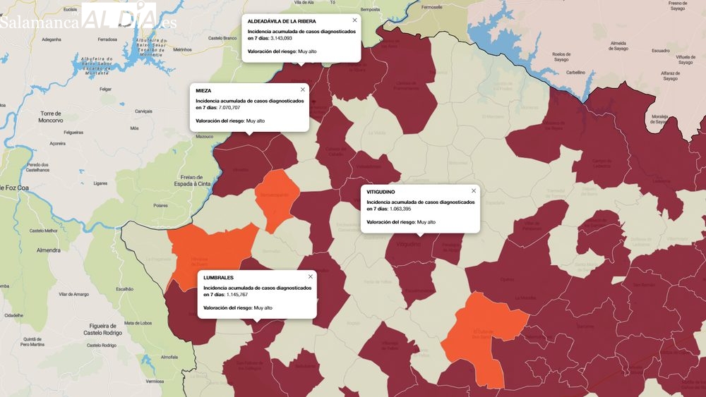 Mapa de incidencia de riesgo de una semana con los municìpios que presentan más casos covid 