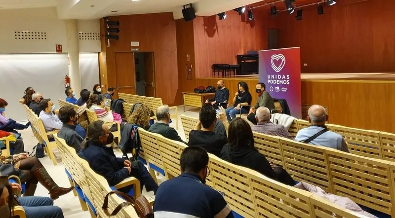 Acto de Unidas Podemos en el Centro de la Plaza Trujillo, con la presencia de Juan Carlos Monedero. Fotos Unidas Podemos Salamanca