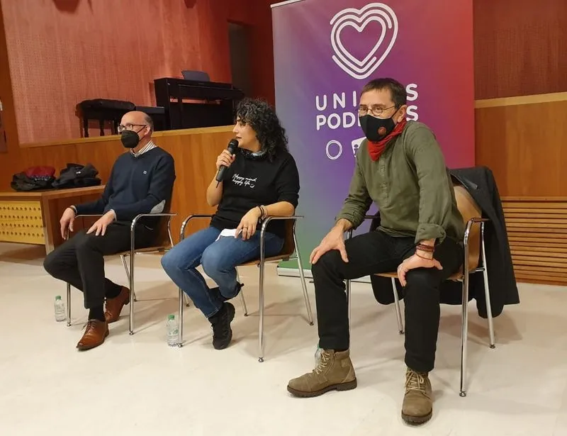 Acto de Unidas Podemos en el Centro de la Plaza Trujillo, con la presencia de Juan Carlos Monedero. Fotos Unidas Podemos Salamanca