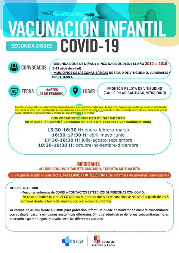Cartel de la convocatoria de vacunación  