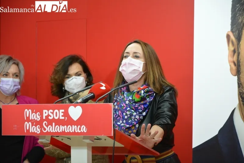 Carmen Calvo, la diputada socialista y exvicepresidenta del Gobierno, este martes en Salamanca. Fotos: Vanesa Martins