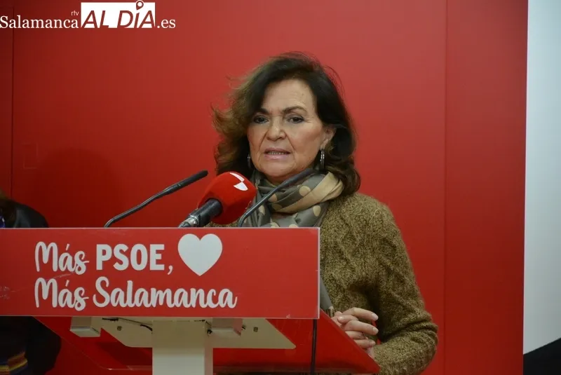 Carmen Calvo, la diputada socialista y exvicepresidenta del Gobierno, este martes en Salamanca. Fotos: Vanesa Martins