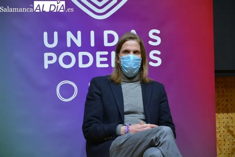 Acto de campaña de Unidas Podemos en Salamanca con el candidato a la presidencia de la Junta, Pablo Fernández. Fotos: Vanesa Martins