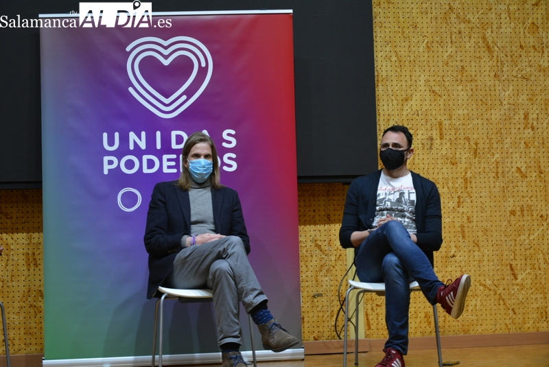 Acto de campaña de Unidas Podemos en Salamanca con el candidato a la presidencia de la Junta, Pablo Fernández. Fotos: Vanesa Martins