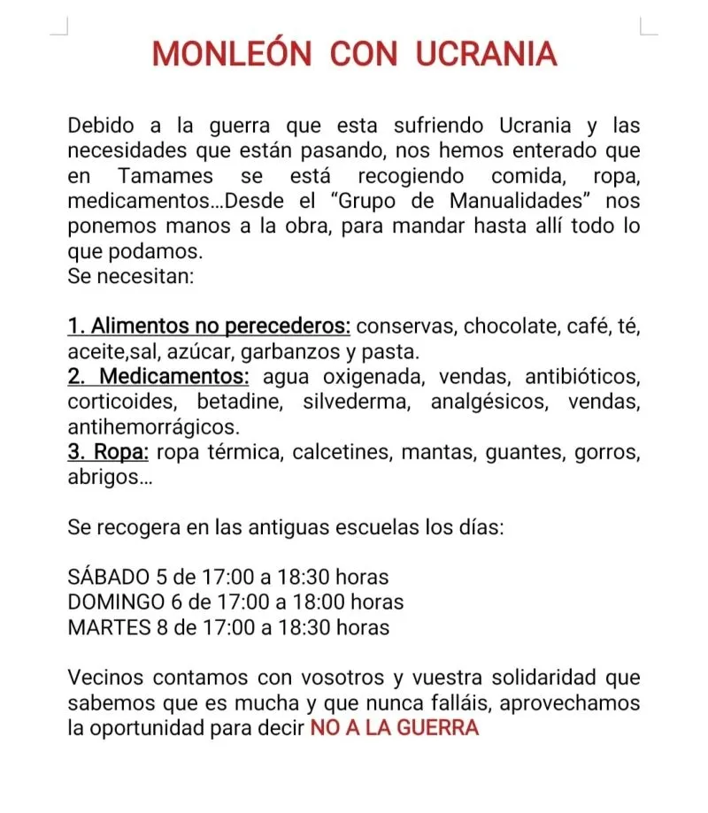 Foto 3 - Ledrada y Monle&oacute;n se suman a la recogida de ayuda para Ucrania