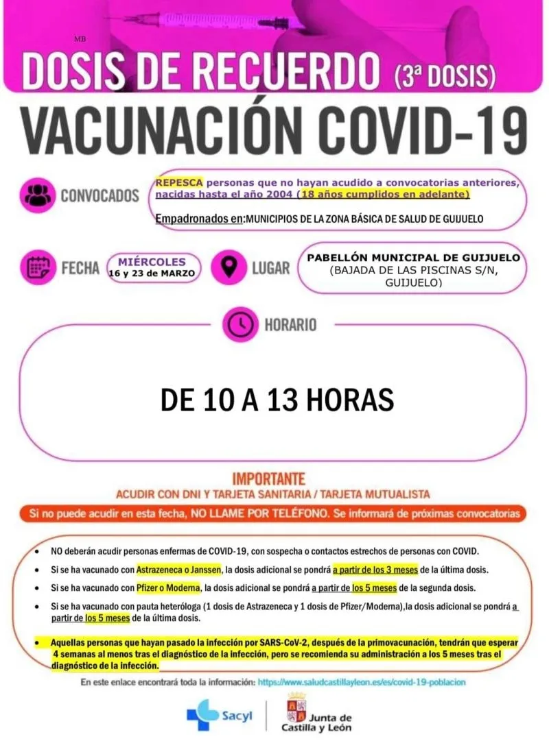 Foto 3 - Repesca de vacunas en Guijuelo para ni&ntilde;os de entre 5 y 11 a&ntilde;os y para mayores de 18 a&ntilde;os