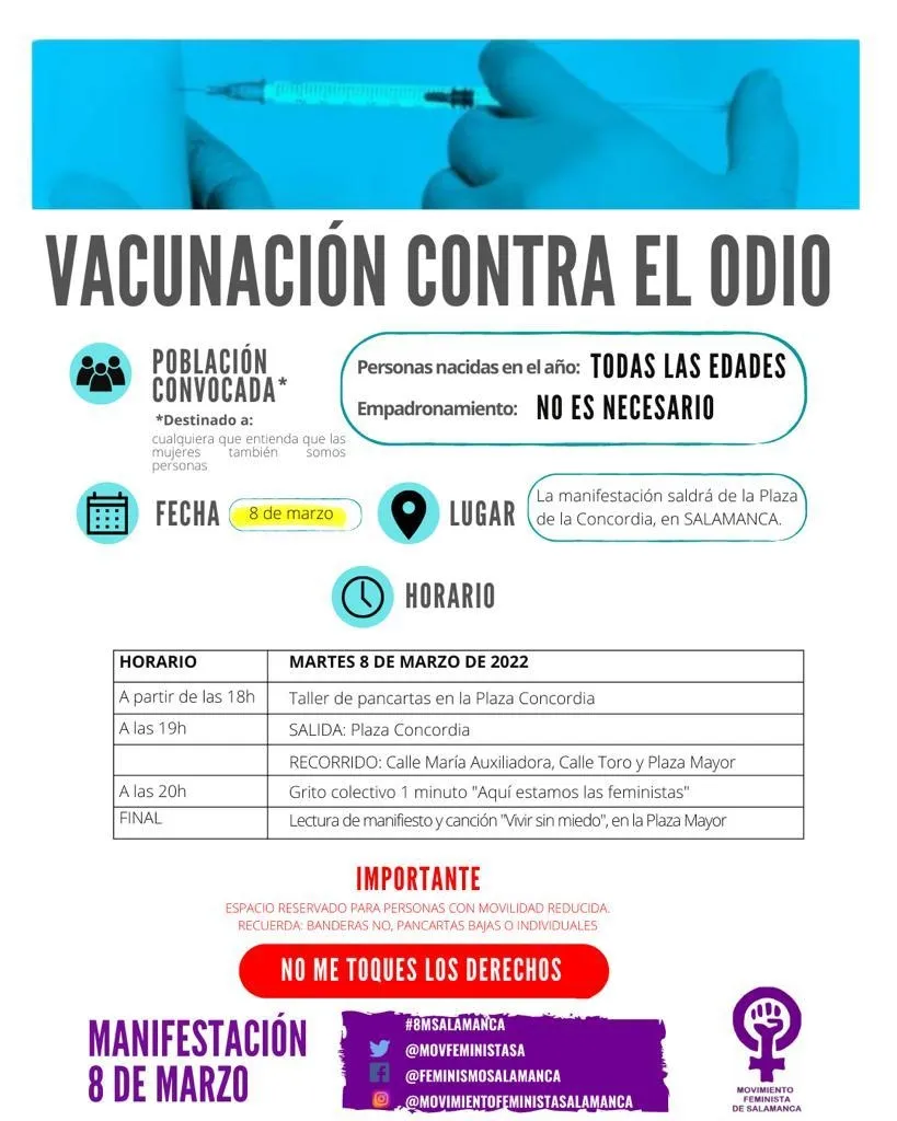 La manifestación saldrá a las 19.00 horas de la Plaza de la Concordia y finalizará en la Plaza Mayor, donde se dará lectura de un manifiesto.