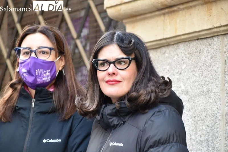 Concentración en el centro de Salamanca convocada por UG y CC.OO. por el 8M | Fotos: Vanesa Martins