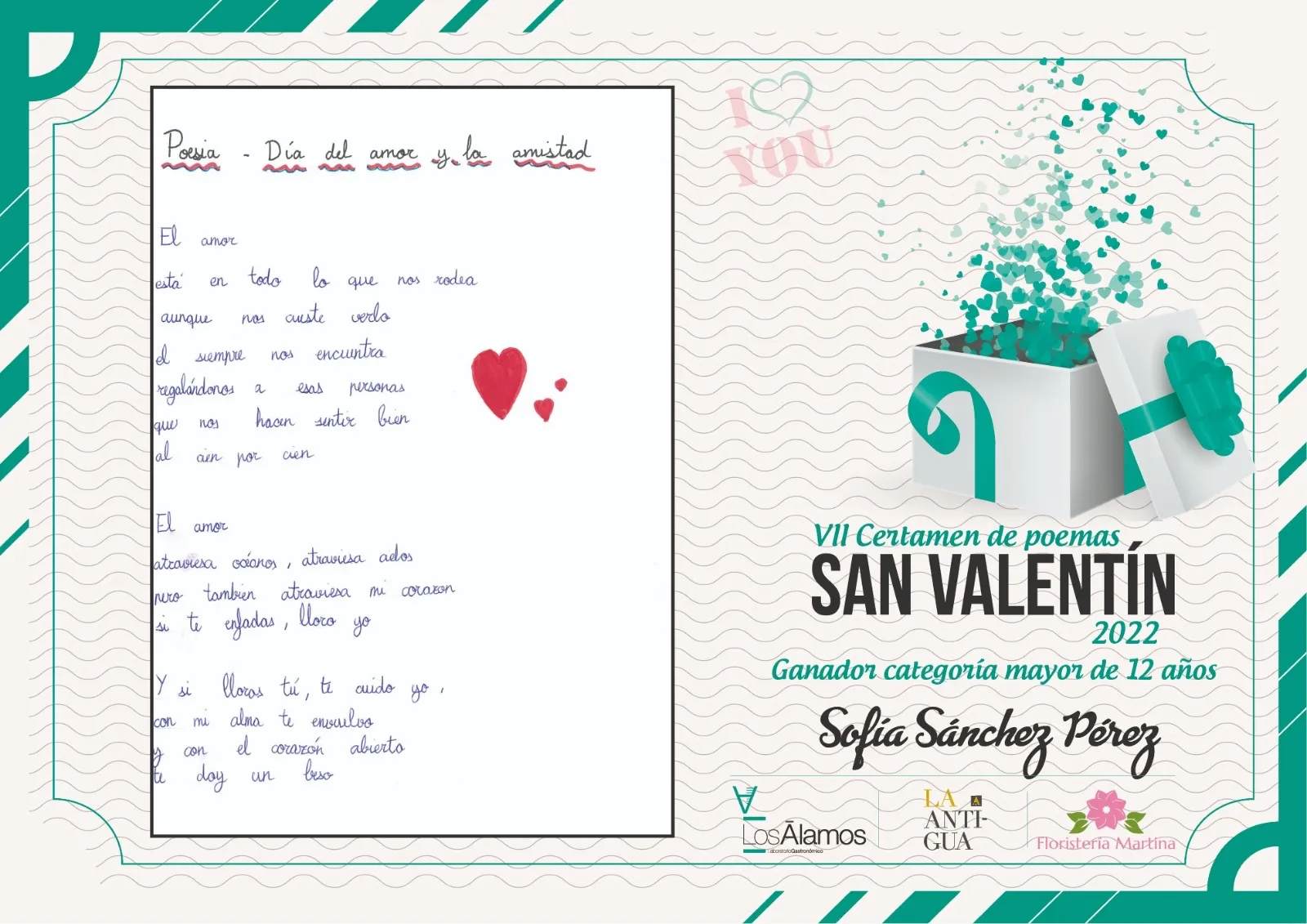 Los Álamos ha entregado los premios de su VII Certamen de poemas por San Valentín