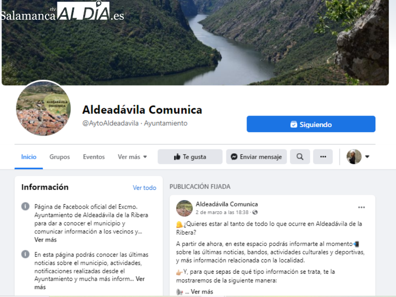 Portal web con la estrategia 'Aldeadávila comunica'