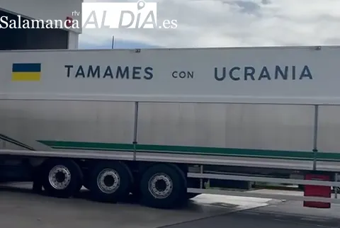 Camión cargado de solaridad salmantina con destino Ucrania