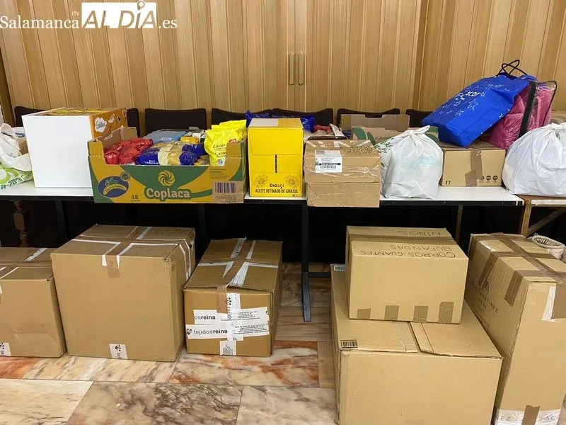 Productos y materiales almacenados en el Complejo El Quiojte que serán llevados el domingo a Salamanca 