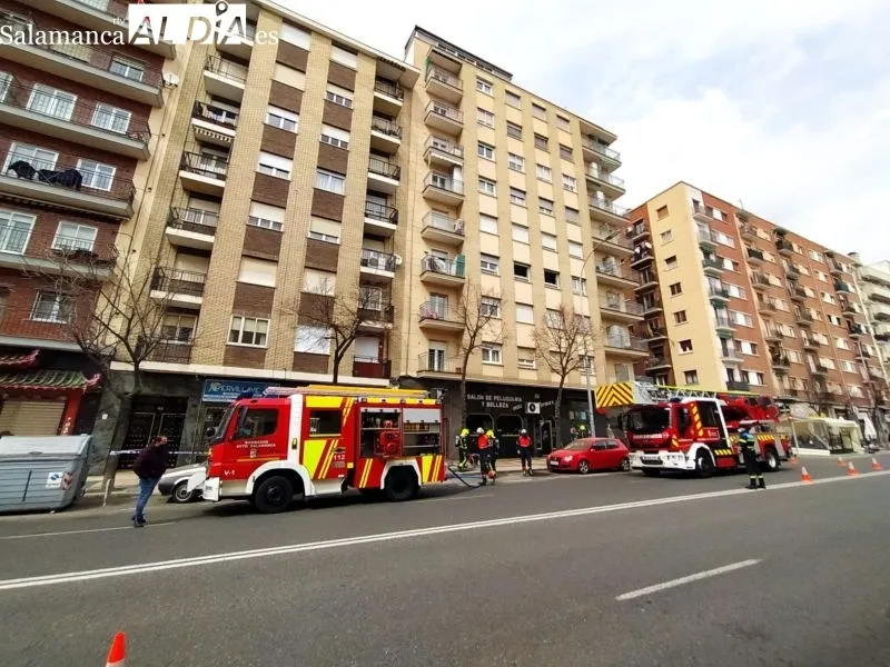 Los bomberos en labores de extinción en el Paseo de la Estación - David Sañudo
