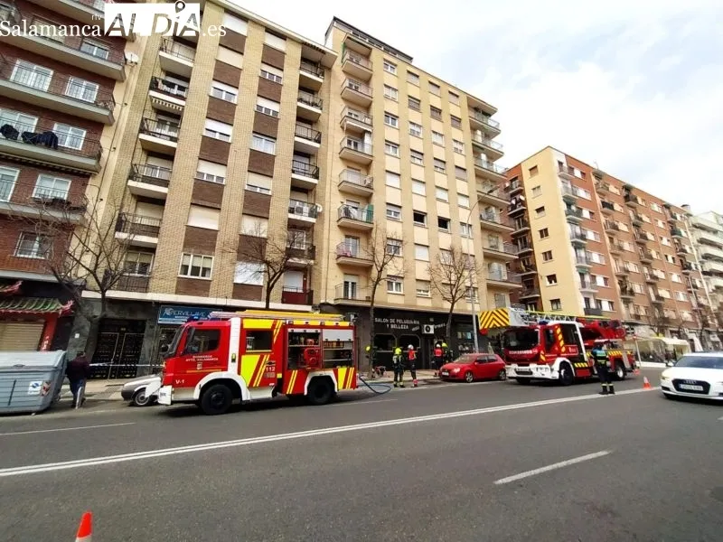Los bomberos en labores de extinción en el Paseo de la Estación - David Sañudo