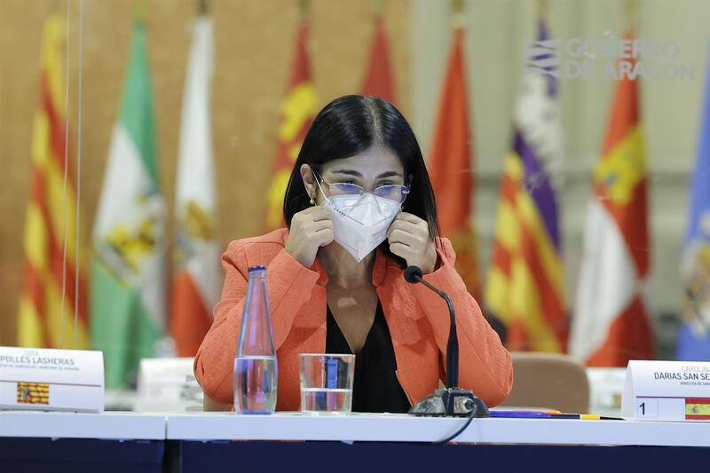La ministra de Sanidad, Carolina Darias, este jueves en rueda de prensa. Foto: EP