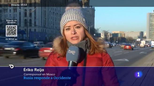 La corresponsal de RTVE en Moscú, Érika Reija, en una emisión anterior - RTVE