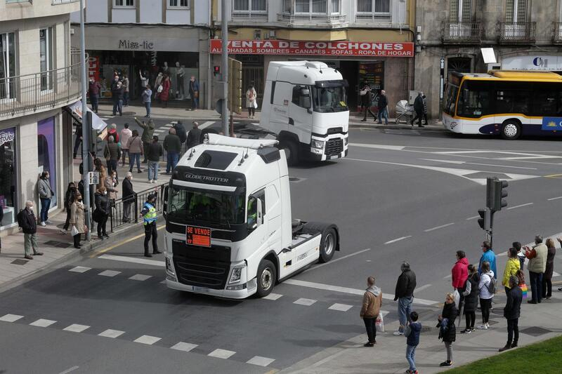 Camiones en una de las movilizaciones del sector del transporte. Foto: EP