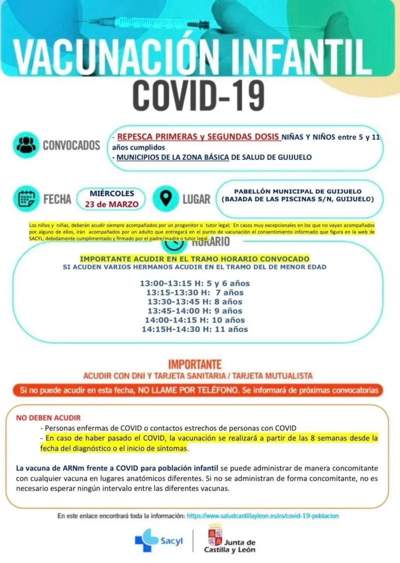 Foto 2 - Repesca de vacunas en Guijuelo para ni&ntilde;os de entre 5 y 11 a&ntilde;os y para mayores de 18 a&ntilde;os