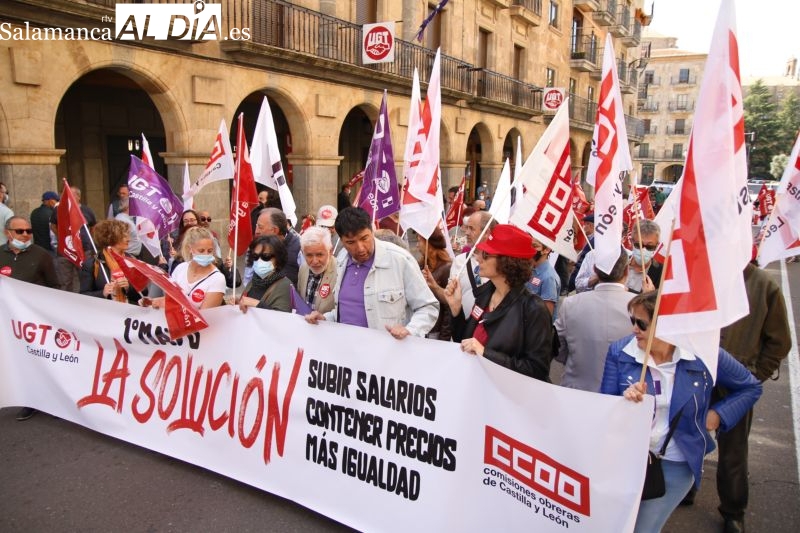 CCOO y UGT celebran la manifestación del día del trabajador en Salamanca reclamando mejores salarios