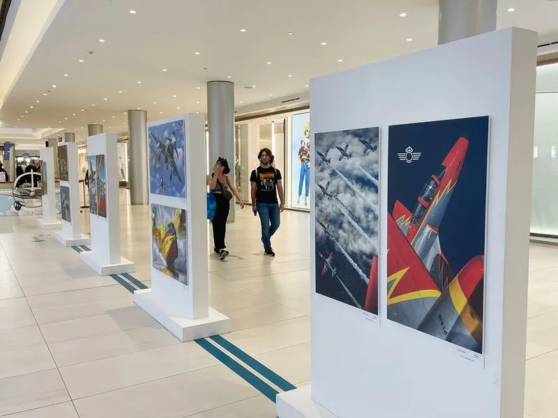 Exposición 'Homenaje a nuestros ídolos del aire' en el centro comercial El Tormes