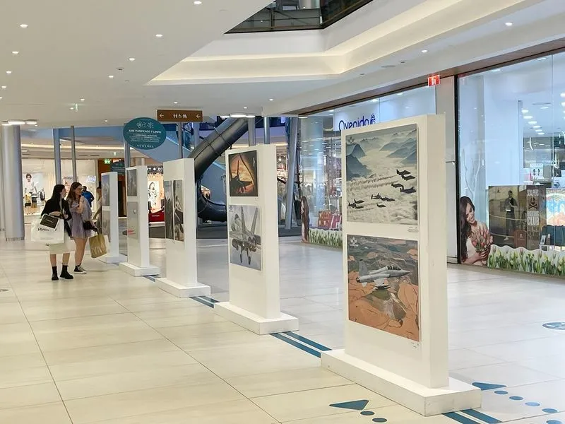 Exposición 'Homenaje a nuestros ídolos del aire' en el centro comercial El Tormes